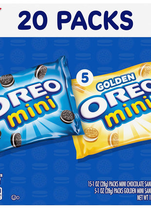 Oreo Mini Mix Sandwich Cookies Variety Pack, 20 Snack Packs | Individually Wrapped, Always made with Real Cocoa, Certified Kosher