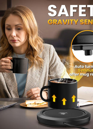 Fast Heating Mug warmer - 4 Temp Settings & 1-12H Timer, Coffee Cup Warmer Plate for Desk Auto Shut Off, LED Display Smart Candle Wax Warmer - Ideal Electric Beverage Warmer Gift for Coffee, Tea, Milk