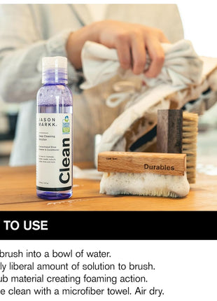 Jason Markk Essential Kit, Shoe Cleaner, 2-Piece Set, Deep Cleaning Solution & Durables Brush, Sneaker Care, Ideal for Footwear, Safe for Midsoles, Full-Grain Leather, Rubber, Plastic, and More, 4oz