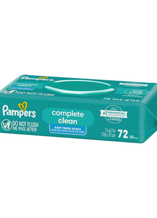 Pampers Baby Wipes, Complete Clean Baby Fresh Scented Wipe, Gently Cleans Head to Toe, 72 Total (1 Flip-Top Packs)