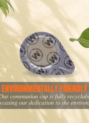 Pre-Filled Communion Cups with Larger Tab and Wafer Set - Box of 100 - Made with Concord Grape Juice & Wafer - Made in the USA