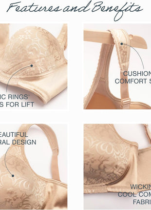Playtex Women's Wireless Bra, 18 Hour Plus-Size Bras Available, Ultimate Lift, Moisture-Wicking, Single or 2-Pack