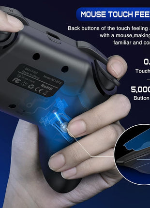 Wireless Switch Controller for Nintendo Switch/Switch 2/Lite/OLED Controller, Switch Controller with a Mouse Touch Feeling on Back Buttons, Extra Switch Pro Controller with Wake-up,Programmable, Turbo Function