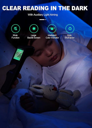 Non-Contact Forehead Thermometer for Adults and Kids, 1 Second Result | Accurate Reading with Large Display, Mute Mode, Memory Recall, Fever Alarm, Easy to use for Home & Hospital