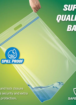 HIBAG 25 Gallon Jumbo Storage Bags, 35? x 24? Resealable Clear Bags with Handle, Extra Large XL Heavy Duty for Clothes Pillow Travel Moving, Pack of 3