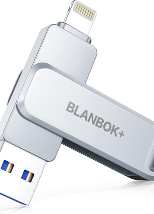 MFi Certified 256GB Flash Drive for iPhone Photo Stick, USB Memory Stick High Speed iPhone Flash Drive, External Memory Storage USB Stick Thumb Drive for iPhone/iPad/Android/PC (Metallic Silver)