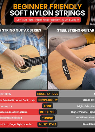 Pyle Beginner Acoustic Guitar Kit, 1/4 Junior Size All Wood Instrument for Kids, Adults, 30 inch Natural Ash