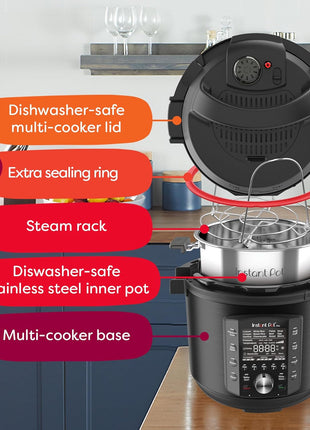 Instant Pot Pro 10-in-1 Pressure Cooker, Slow Cooker, Rice/Grain Cooker, Steamer, Sauté, Sous Vide, Yogurt Maker, Sterilizer, and Warmer, Includes App With Over 800 Recipes, Black, 6 Quart