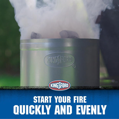 KINGSFORD Heavy Duty Deluxe Charcoal Chimney Starter, Large Capacity Zinc Steel BBQ Fire Starter with Heat Shield and Stay-Cool Handle, Vented Base Air Vents for Fast Even Lighting