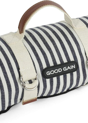 G GOOD GAIN Waterproof Picnic Blanket Portable with Carry Strap for Beach Mat or Family Outdoor Camping Party (Navy Blue)