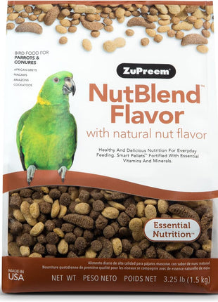 ZuPreem FruitBlend Bird Pellets, Daily Bird Food for Parrot, Conure, Caique, African Grey, Eclectus, Small Cockatoo, Core Nutrition for Medium Large Birds, Parrot Food (ML, 3.5 lbs)