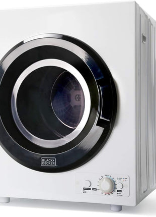 BLACK+DECKER 3.5 Cu. Ft. Portable Dryer, 13.2 lb. Capacity, 120V, BCED37 | Electric Dryer, 1500W 120V, Vented, Stainless Steel Drum, Portable Dryers for Laundry for Standard Wall Outlet