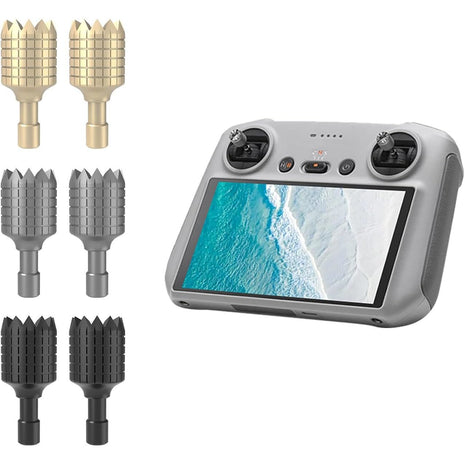 3 Pairs RC/RC2 Control Sticks Aluminum Spare Remote Control Joysticks for DJI Mini 3/Mini 3 Pro/Mini 4 Pro/Air 3/Air 2S/Mavic 3/Mavic 3 Pro/Mavic 3 Classic Drone Accessories(Gold+Gray+Black)