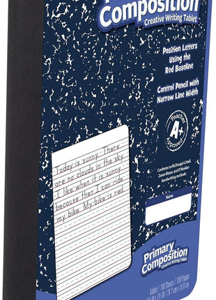Mead Primary Composition Book, Primary Ruled Journal, Grades K-2, 7-1/2 inch x 9-3/4 inch, 100 Sheets, Blue Marble (09902)