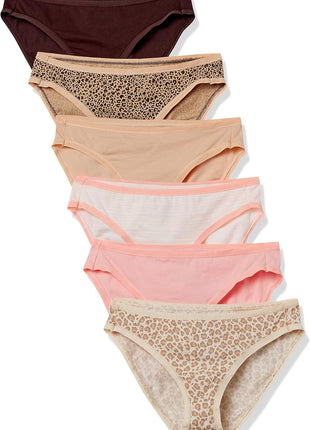 Amazon Essentials Women's Breathable Cotton Bikini Brief Underwear with Full Coverage, Multipacks
