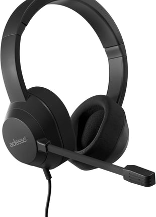 Adesso Xtream P7 Wired Stereo Headset, 40mm Stereo Drivers | Copilot AI Shortcut, Voice Dictation Mute Button, Submit Button, Comfortable Fit, USB C and USB A, Windows and Mac OS