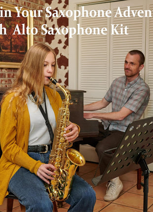 Mendini By Cecilio Alto Saxophone for Beginners, E Flat Tenor Saxophone for Students Musicians with Tuner, Mouthpiece, Case, 10 Reeds, Grease, Cleaning Cloth & Rod, Gloves, Strap, Lesson Book (Green)