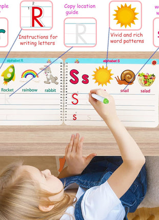ALIANFLY Preschool Learning Activities Educational Workbook - Toddler Prek Montessori Handwriting Practice Activity Tracing Toys Busy Book for Kids, Autism Learning Materials and ABC Learning Book