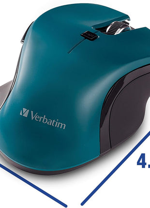 Verbatim USB-C Wireless Blue LED Mouse, Teal, 2.4GHz