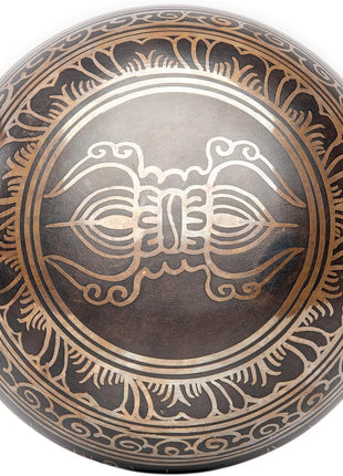 Premium Tibetan Singing Bowl Set – Handmade in Nepal Sound & Meditation Bowl – Spiritual Decor for Yoga, Wellness Spaces & Relaxation by Himalayan Bazaar (Brown & Red)
