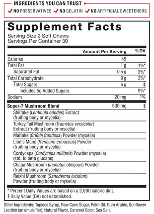 Force Factor Modern Mushrooms Soft Chews, Mushroom Supplement | with Lions Mane, Turkey Tail & Cordyceps to Support Energy, Focus & Digestion, Cinnamon Roll, 120 Soft Chews, 2-Pack