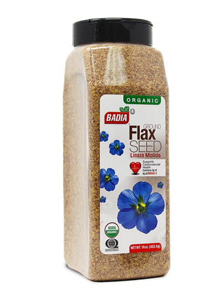 Badia Organic Ground Flax Seed, 16 oz   Superfood High in Fiber & Omega 3, Certified Organic, Non GMO, Baking, Smoothies & Cooking