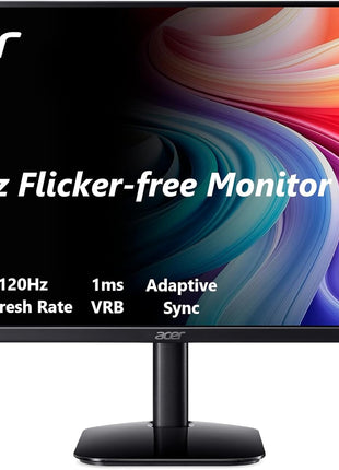 acer 27 Inch Monitor- KB272-27 Inch FHD IPS (1920 x 1080) Display, Up to 120Hz Refresh Rate, 99% sRGB, Tilt, Adaptive-Sync Support (FreeSync Compatible) 1ms (VRB), sRGB 99% Color, HDMI & VGA Ports