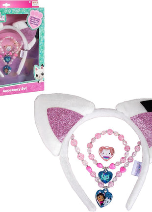 LUV HER Gabby Dollhouse Headbands for Girls - Kids Jewelry - Dress Up Set All in one Giftable Box - Headband - Play Jewelry Set - 4pc (Toddler Headband, Necklace, Dress Up Bracelet, Ring) Ages 3+
