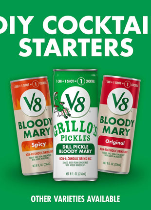 V8 Grillo's Pickles Dill Pickle Bloody Mary Mix, 8 fl oz Can (6 Pack)