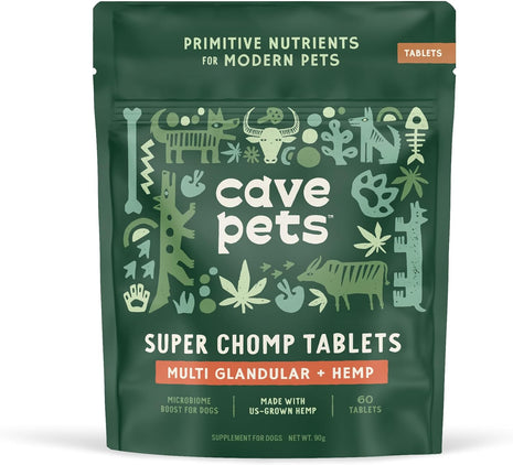 Super Chomp Tablets, Dog Probiotic Supplement for Digestive Health, Multi-Glandular & Probiotics, 60 Tablets