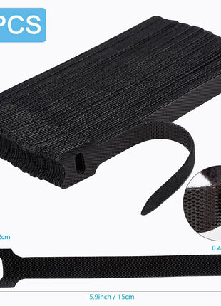 Nettbe 60 PCS 6 Inches Reusable Cable Ties, Adjustable Cord Straps Wire Organizer Cord Wrap and Hook Loop Cable Management