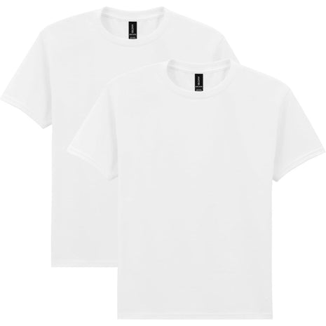 Gildan Unisex Child Youth Heavy Cotton T-shirt, Style G5000b, 2-pack, White, Large US
