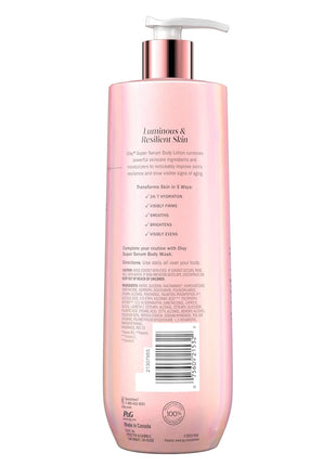Olay Super Serum Hand & Body Lotion for Dry Skin, 24hr Long Lasting Hydration, 5+ Ingredient Complex for Bright Even Firm Luminous Skin, Sweet Vanilla & Soft Wood Scent, 18.5 fl oz