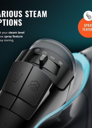 PurSteam SteamBurst+ with Ceramic Soleplate, Powerful Steam, Self-Clean | 1750W | Ceramic Soleplate | Adjustable Steam | Self-Clean | Anti-Calc | Anti-Drip | Powerful Steam for All Fabrics