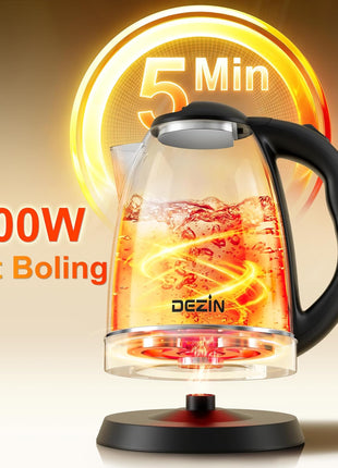 DEZIN Electric Kettle Upgraded, BPA Free 2L Stainless Steel Tea Kettle, Fast Boil Water Warmer with Auto Shut Off and Boil Dry Protection Tech for Coffee, Tea, Beverages