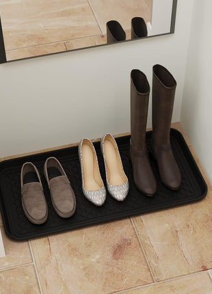 Ottomanson 15 inch x 30 inch Multi-Purpose Boot Tray – Waterproof Shoe & Pet Feeding Spill Tray, Litter Box & Pee Pad Holder, Painting & Planting Mat, 1.2 inch Raised Edge Floor Protection