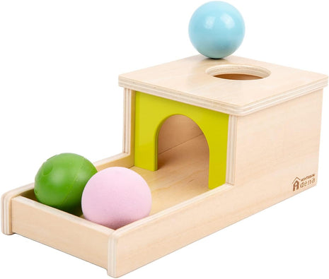 Adena Montessori Object Permanence Box with Tray Three Balls Montessori Toys for 6-12 Months Baby (Small Box -Typical)