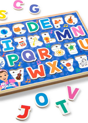 Melissa & Doug® Ms. RachelTM Wooden Phonics Alphabet Sound Puzzle with Light-Activated Sound Effects, 26-Piece Toddler Toys for Boys and Girls Ages 2+ Years - FSC Certified