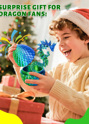 TBOLINE 12" 3D Printed Dragon Egg, Cool 3D Printer Articulated Crystal Dragon Toys for Kids, Surprise Animals Figurines Fidget Dinosaur Eggs Toys for Boys Kids Teen 5-7 4-6 8-12