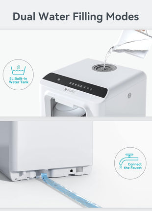 ecozy Portable Dishwasher Countertop, Mini Dishwasher with a Built-in 5L Water Tank, No Hookup Needed, 6 Washing Programs, Extra Air Drying Function for Apartments, Camping and RV