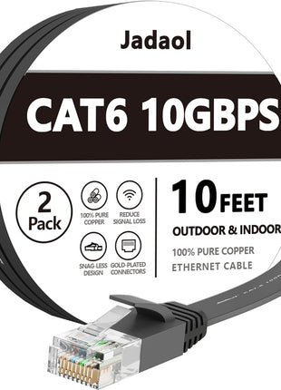 Jadaol Cat 6 Ethernet Cable 50 ft, Outdoor & Indoor 10Gbps Support Cat8 Cat7 Network, Flat RJ45 Internet LAN Computer Patch Cable for Router, Modem, Switch, Gaming Consoles, Streaming Devices, White