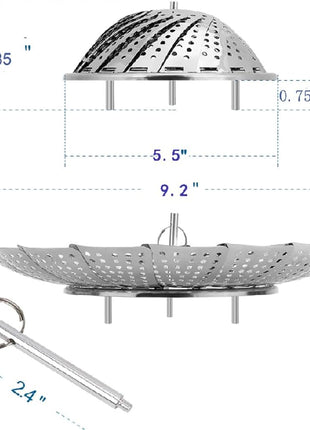 Vegetable Steamer Basket, Premium Stainless Steel Veggie Steamer Basket   Folding Expandable Steamers to Fits Various Size Pot Small by SAYFINE (5.5 inch to 9.2 inch)