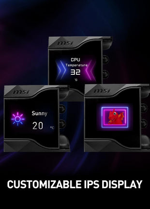 MSI MPG CoreLiquid D240 ARGB CPU Liquid Cooler - 2.4" IPS LCD Screen - 240mm Radiator - Double 120mm ARGB PWM Fans - LGA 1700/1851 / AM5/AM4 Compatible