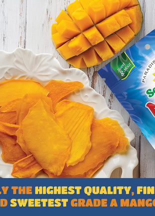 Dried Mango Slices - Delicious Texture Soft & Juicy Low Sugar Added Dried Mango - Naturally Ripened Mangos Dried Fruits - Gluten Free Dry Mangoes Natural Source of Vitamin C, Fiber, 16 oz (16 Single Pack)