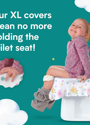 Eli with Love 20 Pack Extra Large Disposable Toilet Seat Cover (Floral) – Toddler Toilet Covers for Full Coverage On Toilet or Potty – Ideal Travel Toilet Seat Covers for Kids and Adults