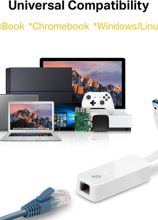 TP-Link USB to Ethernet Adapter, Foldable USB 3.0 to 10/100/1000 Gigabit Ethernet LAN Network Adapter, Support Windows 11/10/8.1/8/7/Vista/XP for Desktop Laptop Apple MacBook Linux (UE300)