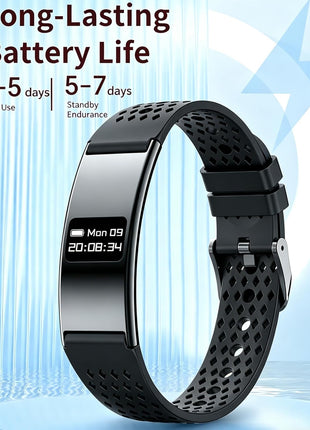 Smart Bracelet Ultra Thin Fitness Tracker for Women Men Slim Health Band Sleep Heart Rate Monitor Pedometer Step Counter Lightweight Ladies Wearable Activity Tracker, Silicone & Nylon Strap