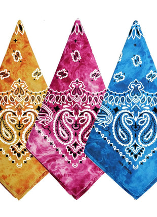 Bycc Bynn 3 Pack 100% Cotton Paisley Bandanas Square Scarf Headwear (Black + Burgundy + White)