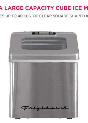 FRIGIDAIRE EFIC452-SS 40 Lbs Extra Large Clear Maker, Stainless Steel, Makes Square Ice