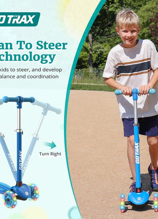 Gotrax KS1 Kids Kick Scooter, 3 Wheels for Boys & Girls 2-8, Gifts | LED Light-Up Wheels, 3 Adjustable Handlebar, Easy Assembly, Lightweight, Wide Anti-Slip Deck, Lean to Steer, Max Load 110 lbs